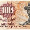 Dansk 100 kroner bill hundred kroner size