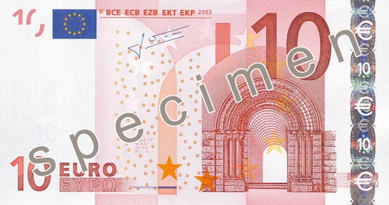 10 Euro banknote (2) Actual Size Image