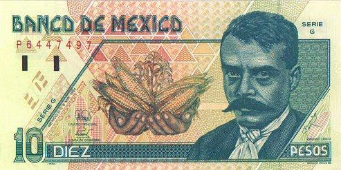 10 Mexican Peso Actual Size Image