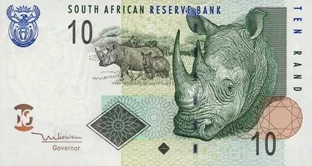 10 South African Rand note Actual Size Image