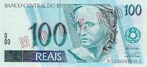 100 Brazilian Real Actual Size Image