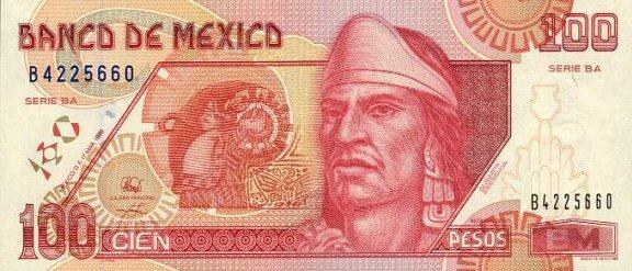 100 Mexican peso Actual Size Image