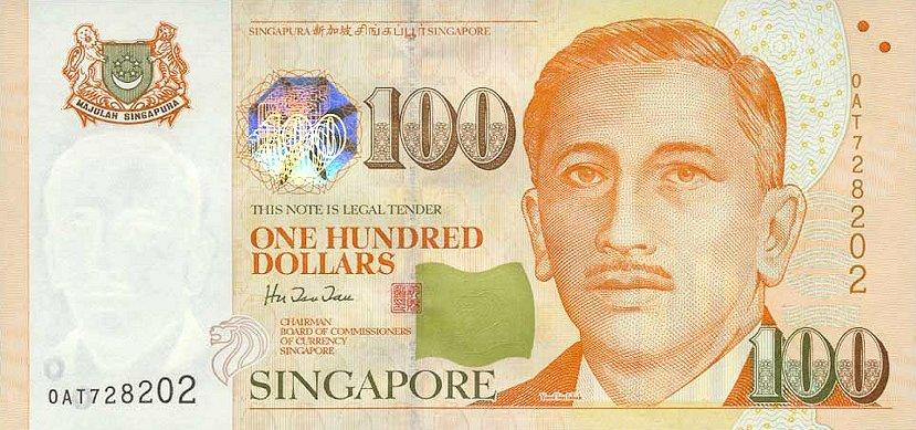 100 Singapore Dollars Actual Size Image