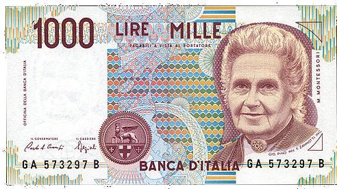 1000 Italian Lire Actual Size Image