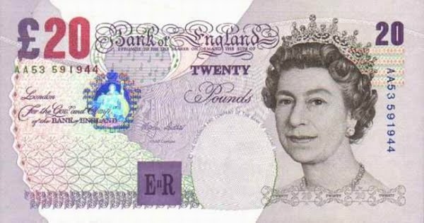 £20 20 Pound Note Actual Size Image