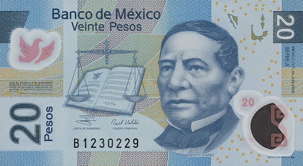 20 Mexican peso (2) Actual Size Image