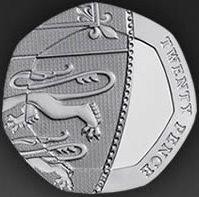 20 pence Actual Size Image