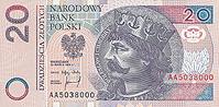 20 Polish Zloty Actual Size Image