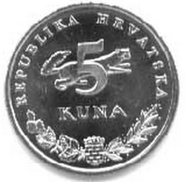 5 Croatian kuna Actual Size Image