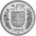 5 Swiss Franc coin Actual Size Image
