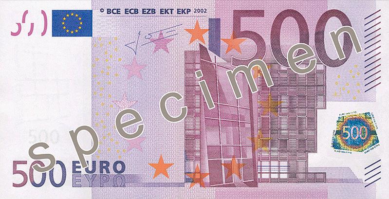 500 Euro Banknote Actual Size Image