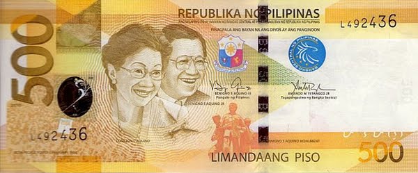 (500) Philippine Peso Bill Actual Size Image