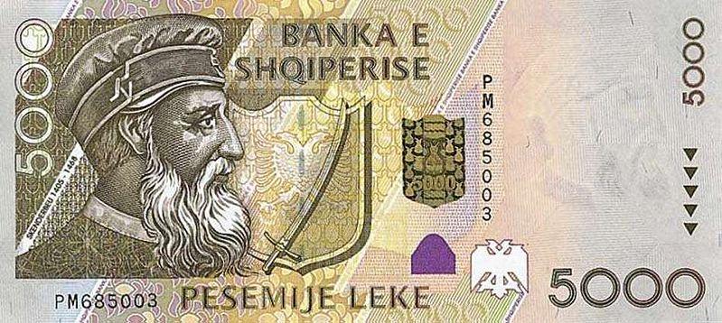 5000 Albanian Lek Actual Size Image