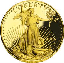 American $10 golden eagle Actual Size Image