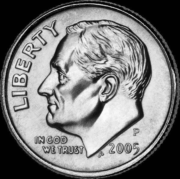 American Dime - 10 cents Actual Size Image