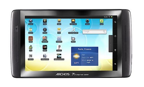 Archos 70 Android Tablet Actual Size Image