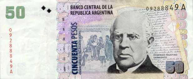 Argentine 50 Pesos Actual Size Image