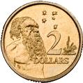 Australian 2 dollar coin Actual Size Image