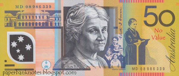 Australian $50 Note Actual Size Image