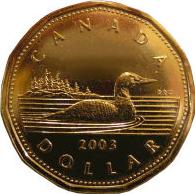 Canadian 1 dollar coin (loonie) Actual Size Image