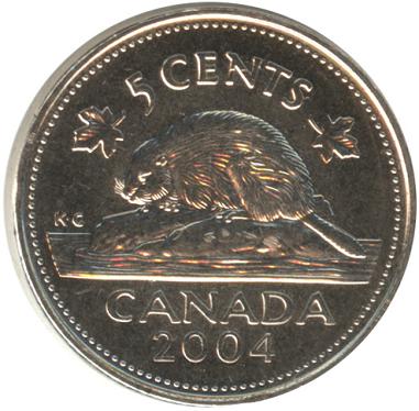 Canadian 5 cents Actual Size Image