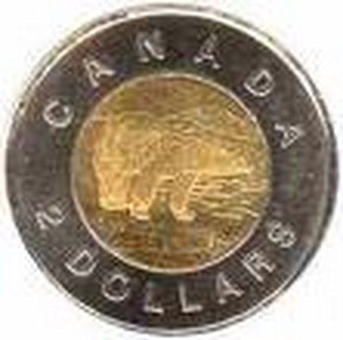 Canadian Two Dollar Coin Actual Size Image