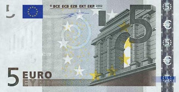 Five Euro Note Actual Size Image