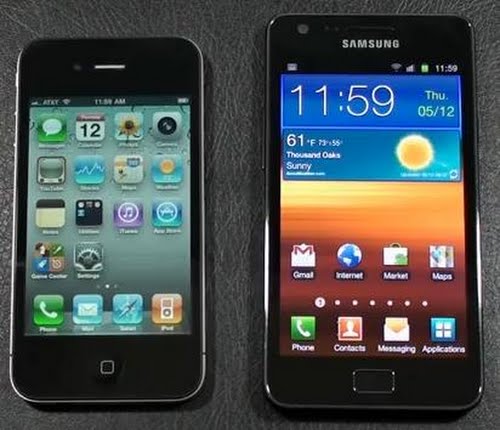 iPhone4 and Galaxy S2 Actual Size Image