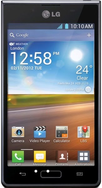 lg optimus l7 p700 black Actual Size Image