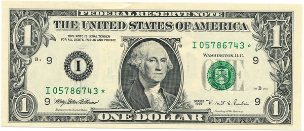 Minneapolis Series 1 Dollar Bill Actual Size Image