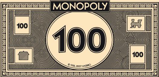 Monopoly Money Actual Size Image