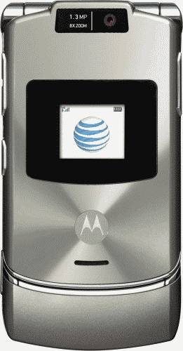 Motorola RAZR V3xx Platinum Phone (AT&amp;T) Actual Size Image