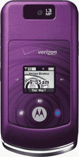 Motorola w755 Purple Phone (Verizon Wireless) Actual Size Image