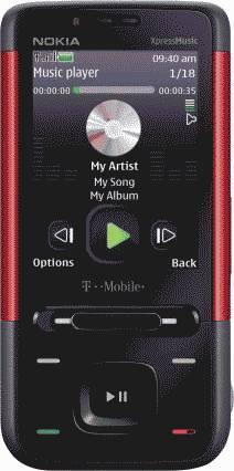 Nokia 5610 XpressMusic Red Phone (T-Mobile) Actual Size Image