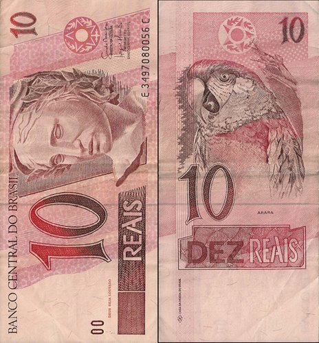 Nota de 10 (dez) Reais Actual Size Image