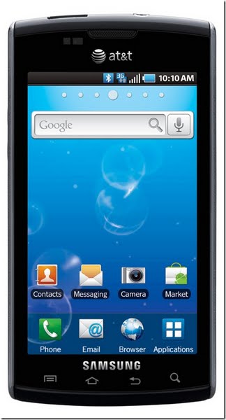 Samsung Captivate i897 (Galaxy S) Actual Size Image