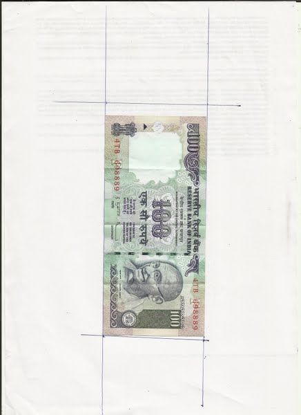 size 100 rupees Actual Size Image